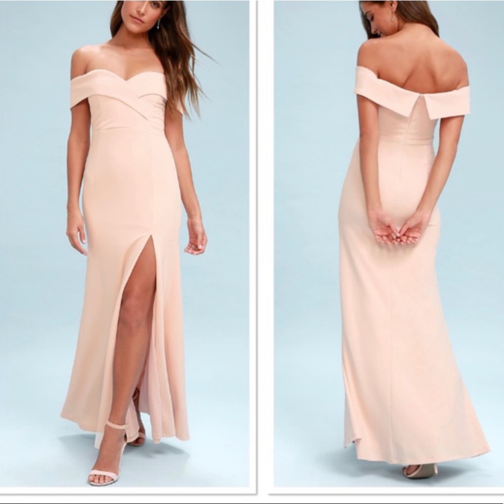 Song of Love Lulus dress in blush pink.